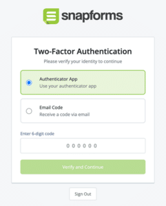 Two-factor authentication - Snapforms Resources & FAQs