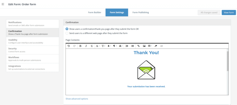 Confirmation Page - Snapforms Resources & FAQs