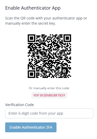 Snapforms interface showing 2FA set up