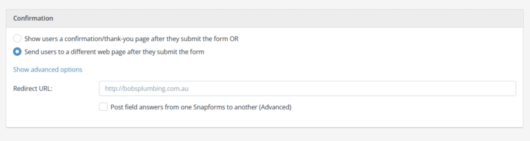 Confirmation Page - Snapforms Resources & FAQs
