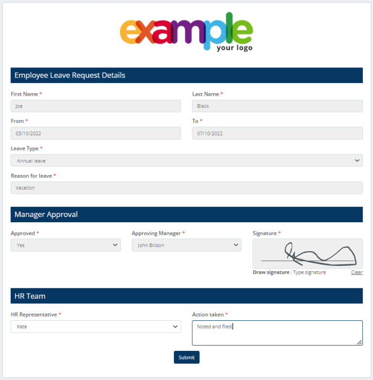 Workflow Example: Employee Leave Request - Snapforms Resources & FAQs