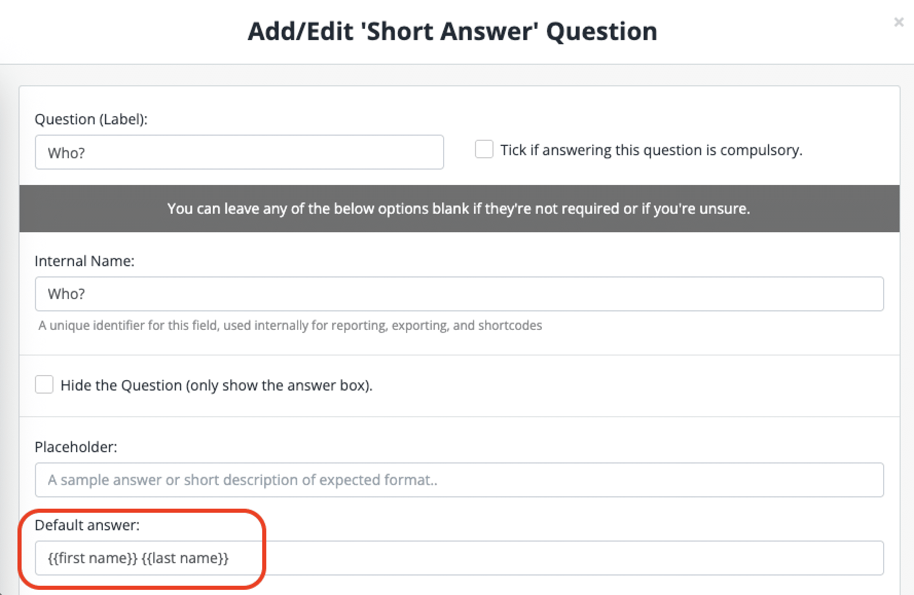Snapforms interface showing short-codes used to populate another field within a form.