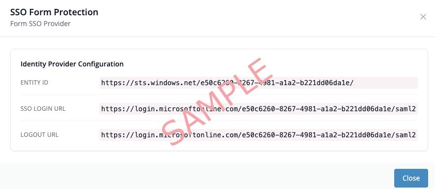 Snapforms interface showing SSO form protection configuration