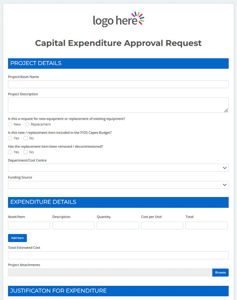 Capital Expenditure Request Form Template